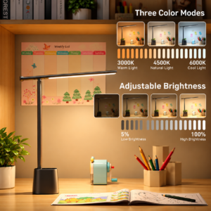 LED Desk Lamp Eye Protection Study Dimmable Office Light Foldable Table Lamp Smart Adaptive Brightness Bedside Read Lamp