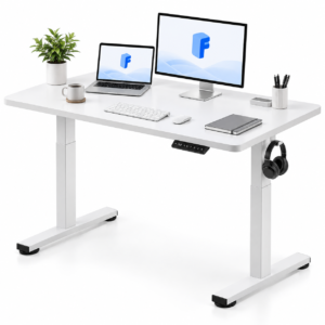 48"x24" One-Piece Standing Desk, White | 176 LBS Capacity, Seamless Desktop, Home Office, 4 Memory Presets, Dual, Custom